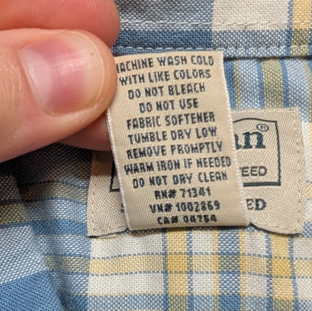 L.L. Bean Men's Large Tall Oxford Plaid Button Down Short Sleeve Shirt - Picture 5 of 7